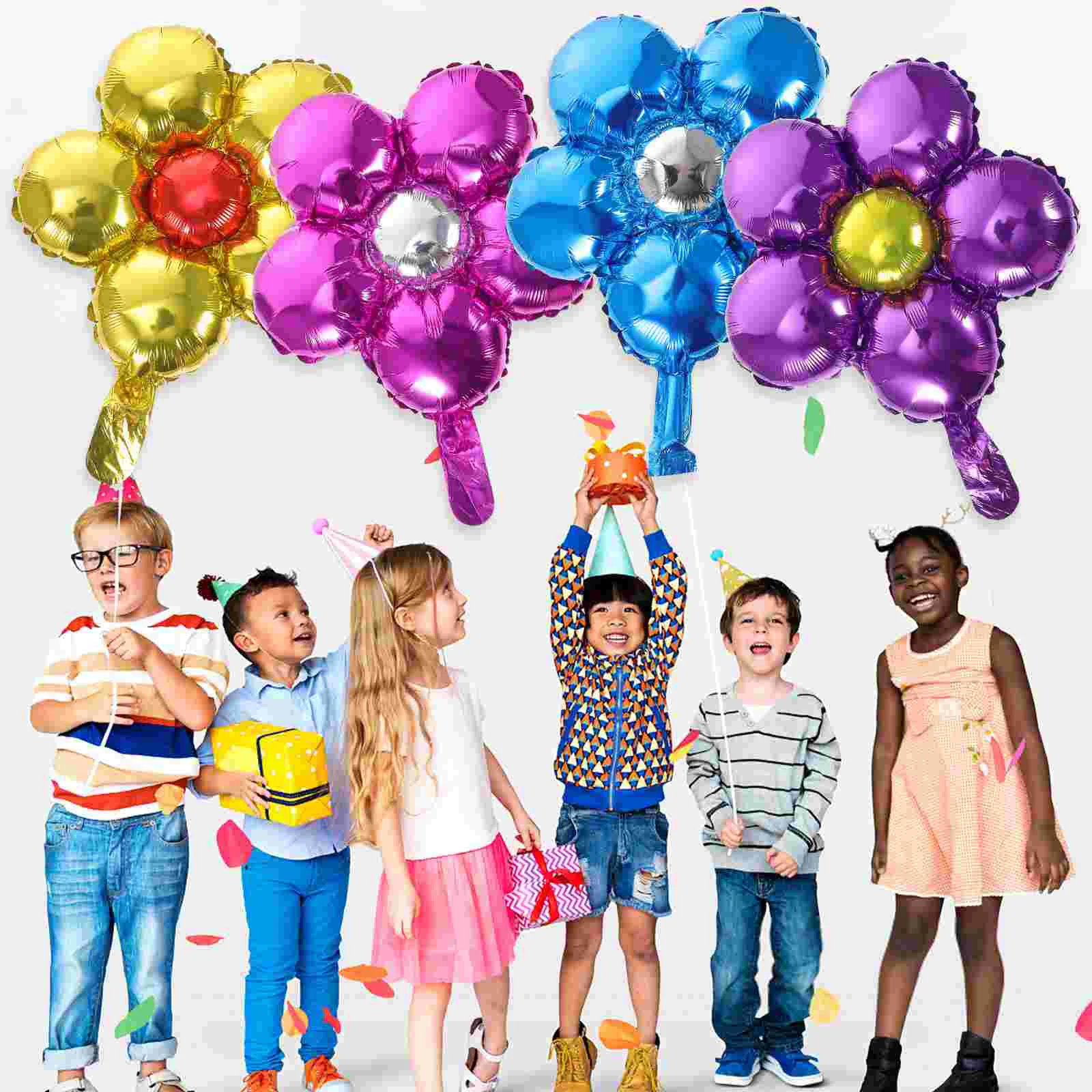

12 Pcs Flower Aluminum Film Balloon Girls Birthday Party Balloons Props Supplies Kids Child