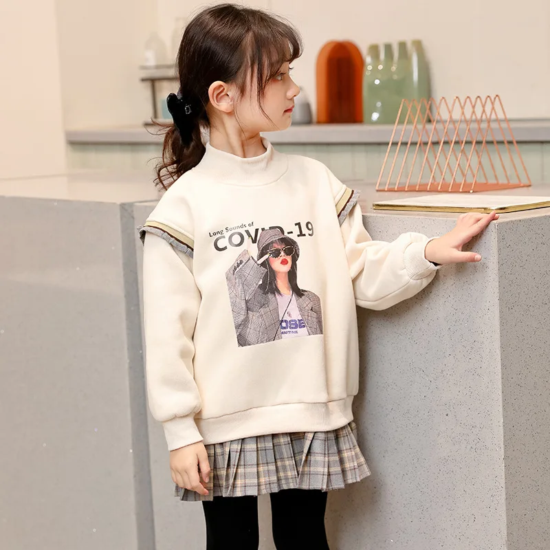 

Girls Plush Dress for Autumn Winter Jk Fashion Beautiful Kids Clothing Children's Thickened Pullover Multifunctional Dresses
