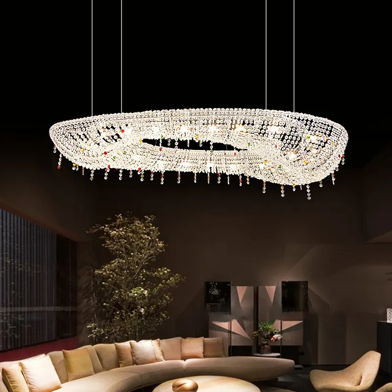 

Modern Luxury Crystal art chandelier Living Dining Room Chrome Luster LED Pendant Lights Hotel Duplex Villa Lamp home decor