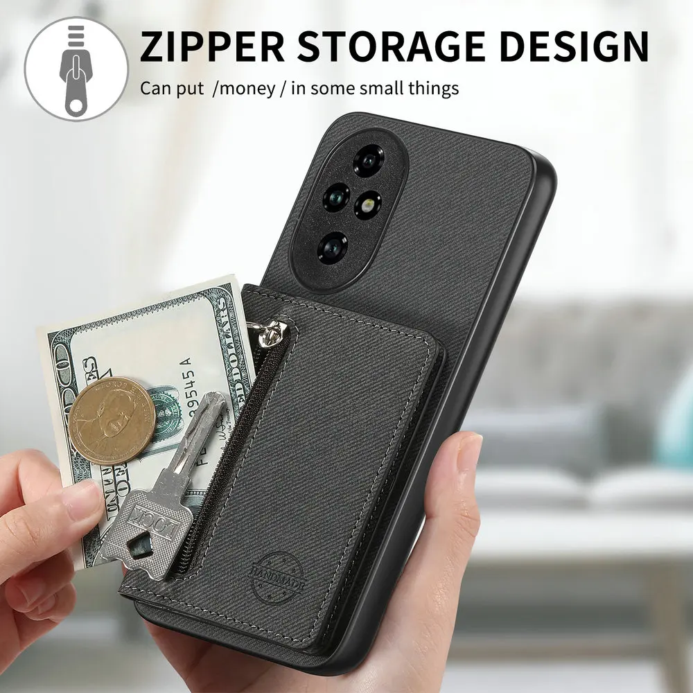 Premium RFID Leather Zipper Wallet Case - 5G Compatible
