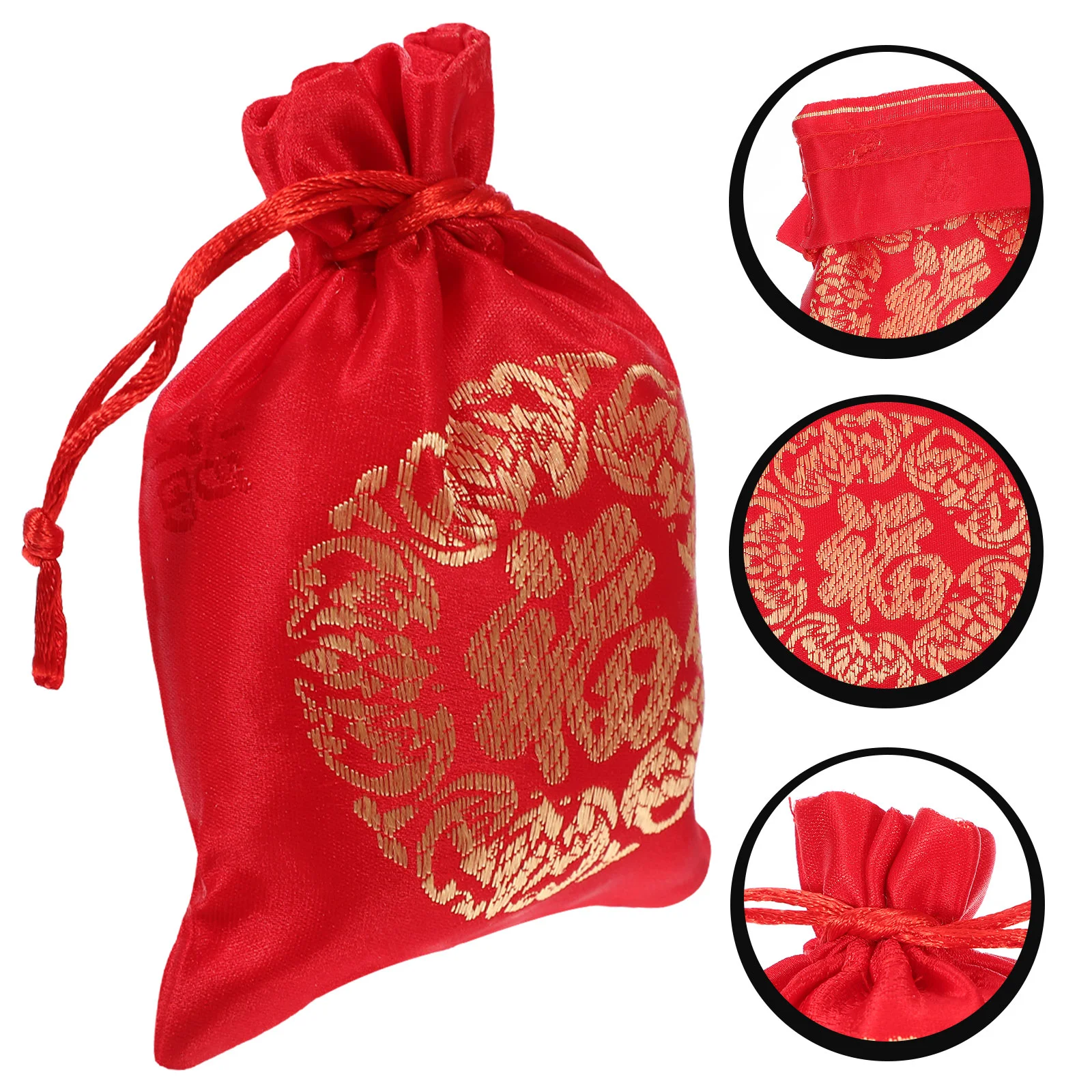 

Good Luck Fortune Gift Bags Drawstring Bag Chinese Silk Embroidered Brocade Bag Jewelry Pouch