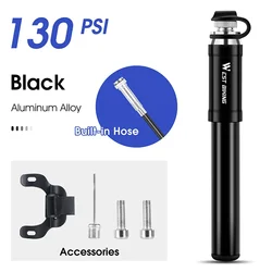 Compact Aluminum Alloy Bike Pump - Lightweight, Durable, Drop - Proof Hand Air Pump (136 - 130 PSI Black)