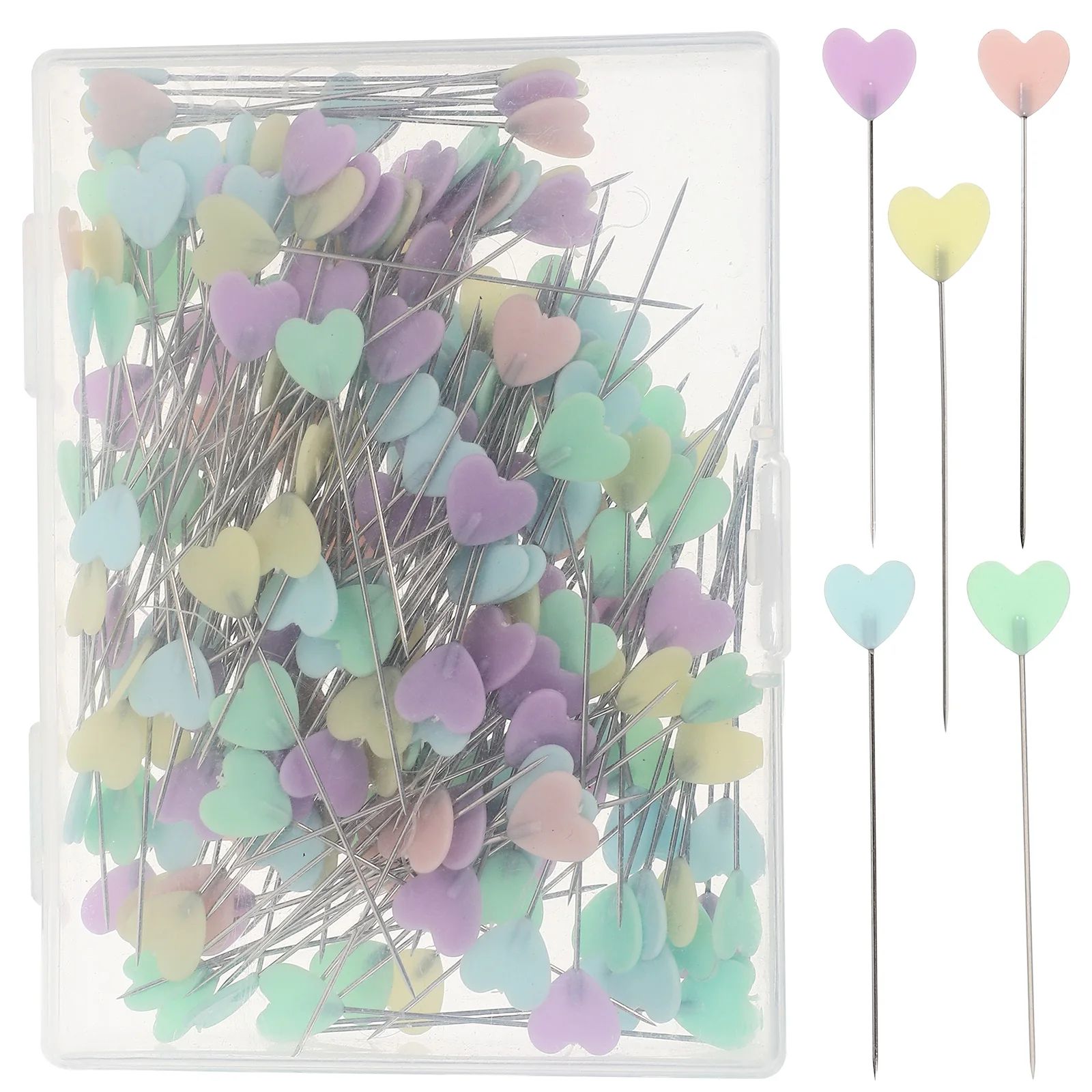 200 Pcs Colored Heart Head Sewing Pins - Straight Locating, Ideal for Fabric DIY, Quilting, Manual Projects, Sewing Supplies