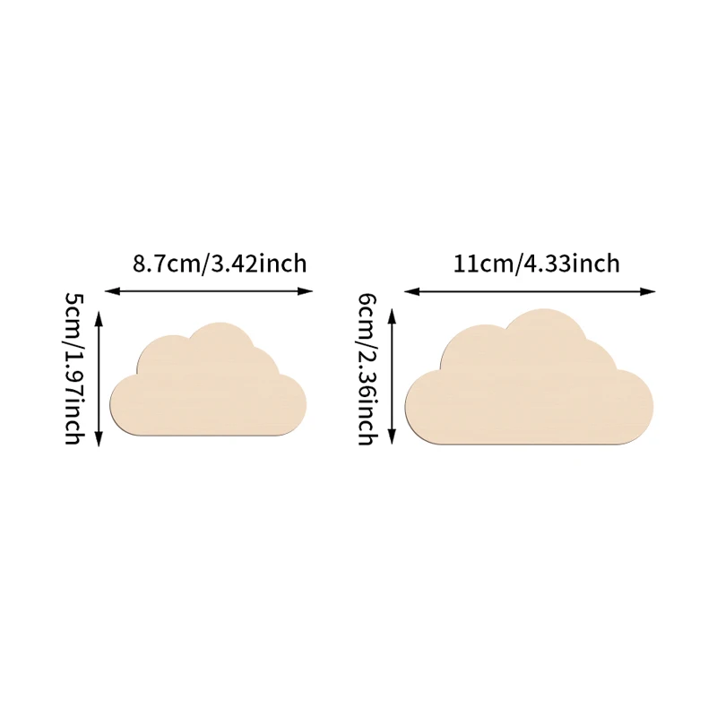 6Pcs Cloud Wall Sticker Wooden Clouds Wall Decor Reusable Wall Decoration for Bedroom Above The Bed Wall Art Wall Decorations 6