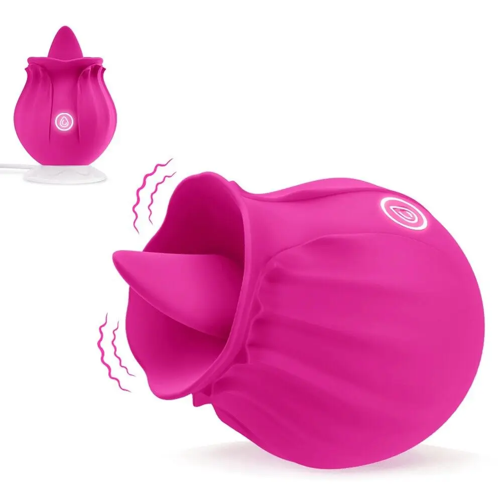 Leistungsstarker Rosenvibrator für Frauen, Zunge lecken, G-Punkt, Klitoris, Oralstimulator, Vagina, Sexspielzeug für Erwachsene, Masturbator, vibrierend, ab 18 Jahren 1