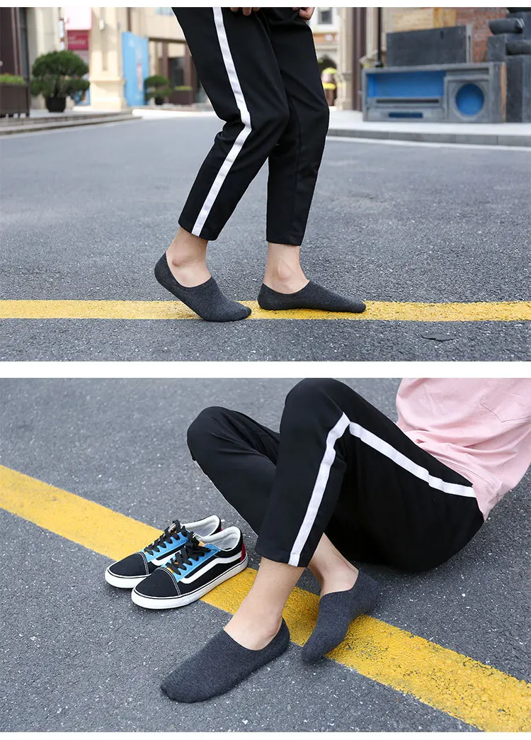 5 Pairs Unisex Invisible Boat Socks Summer Breathable Plain Color Soft Ankle Socks Casual Business Sport No-Show Socks