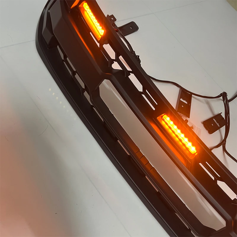 힐룩스 레이싱 그릴용 개조 GR 스타일 라디에이터 그릴, 토요타 힐룩스 레보 2015 2016 2017 2018용 LED 프론트 범퍼 마스크 커버