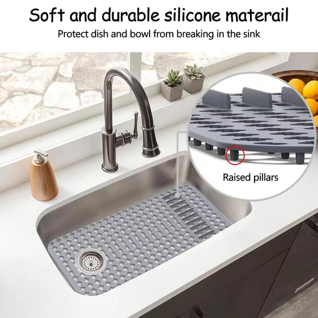Kitchen Sink Drain Silicon Mat Protector Pad,Silicone Mats Counter  Protector, Heat Resistant, Easy to Clean