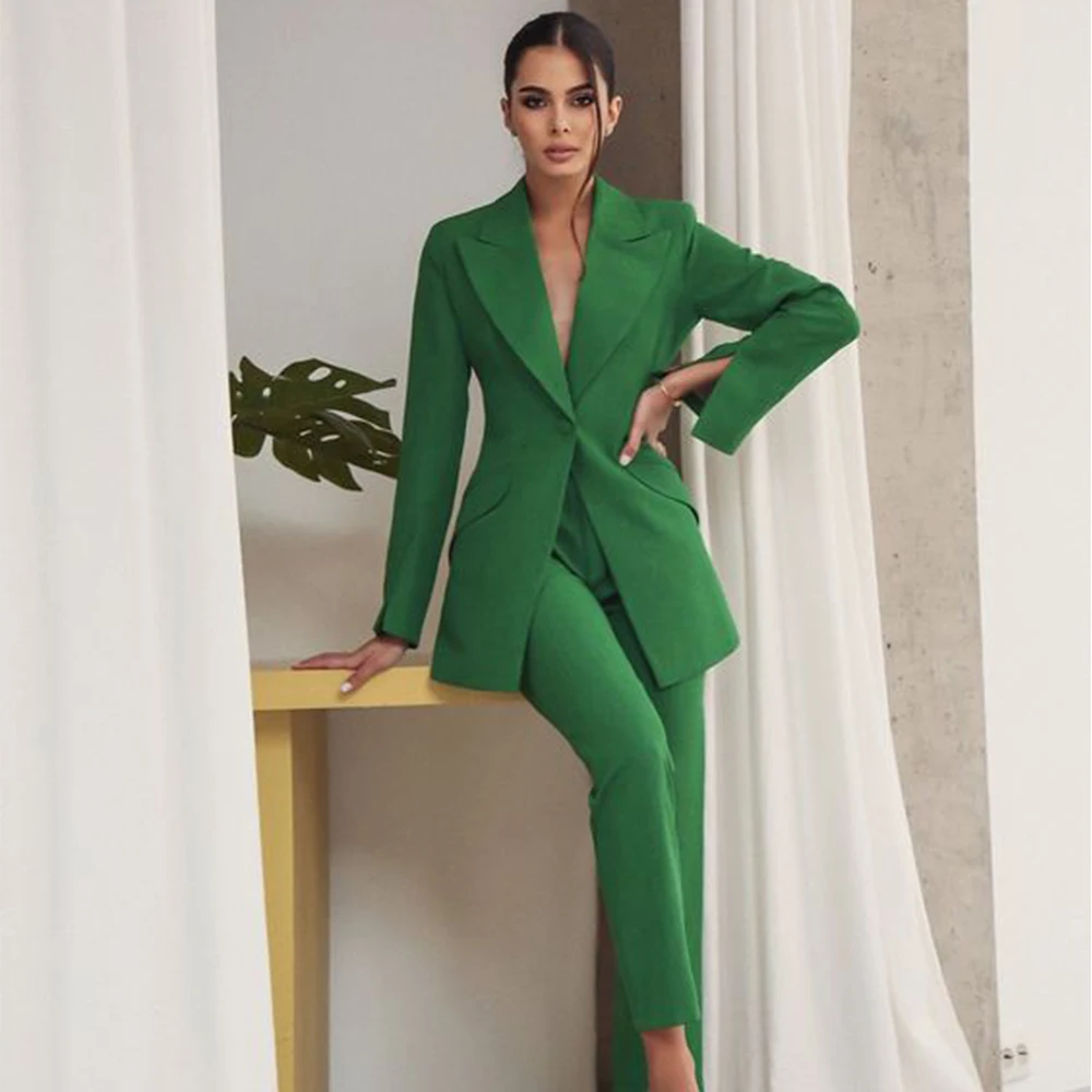 Women's Fashion Design Two-piece Business Suit Work Wear Elegant Women's Sets One Button Jacket Chic and Elegant Woman Pants Set