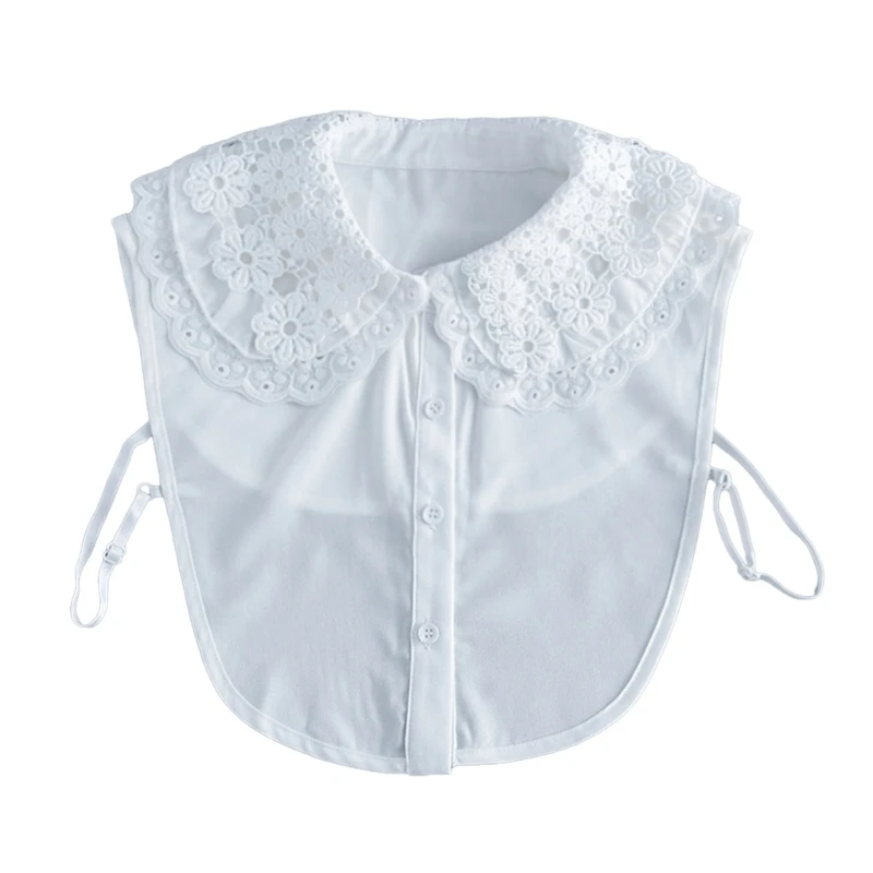 

Embroidery Floral False Collar White Blouse Top Collar Elegant Fake Collar Neck Wrap Universal Party Suit Accessories 57BD