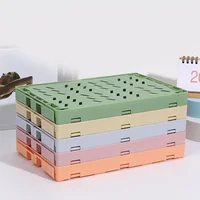 5 Color Organizing Storage Baskets Case Folding Student Desktop Basket Tape Stationery Plastic Foldable Container Storage Box 3