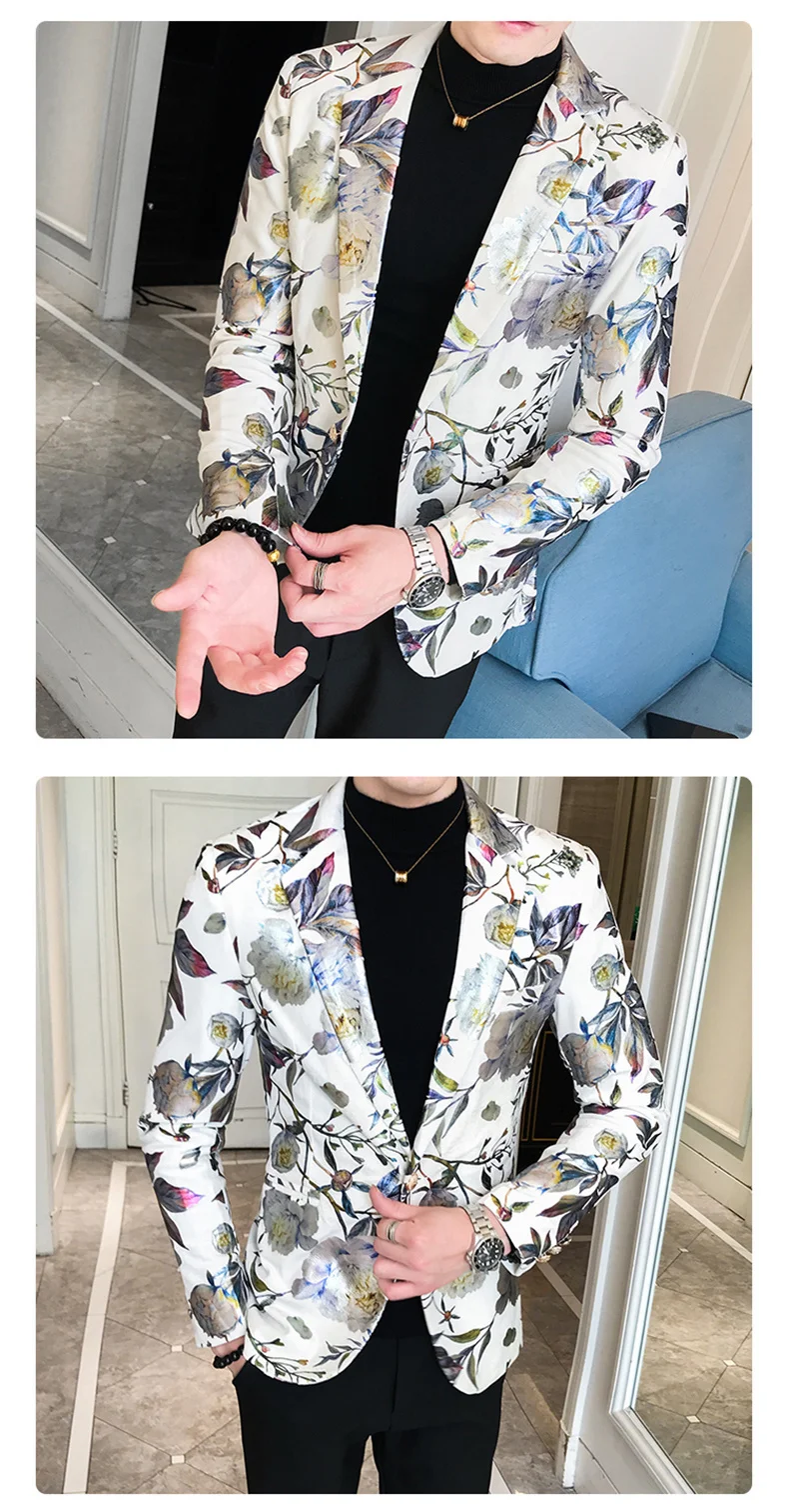 sport coat Masculino Terno Flower Blazer Men New Pattern Suit Jacket Business Causal 2022 Men Slim Fit Blazers Wedding Party Prom Blazer blazer suit