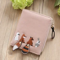 Charming Cartoon Animal Leather Wallet - Compact, Stylish Coin and Card Holder (Pink)