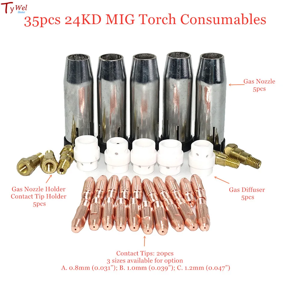 10-Pack MIG MAG Welding Torch Gas Nozzles - MB 24KD Style, Part #145.008 - Perfect For Welders & Repair Shops
