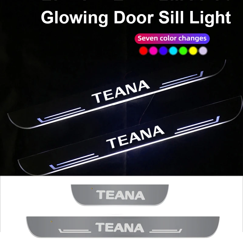 

Glowing Anti Collision Light Nissan Teana Logo Welcome Pedal Ambiance Neon Decorative Sill Kick Plate Moving Lamp Accessories