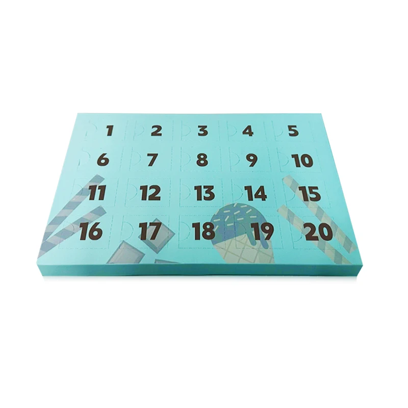 맞춤형 도매 맞춤 로고 인쇄 크리스마스 DIY 박스 애완 동물 스위트 초콜릿 어드벤트 캘린더 빈 20일