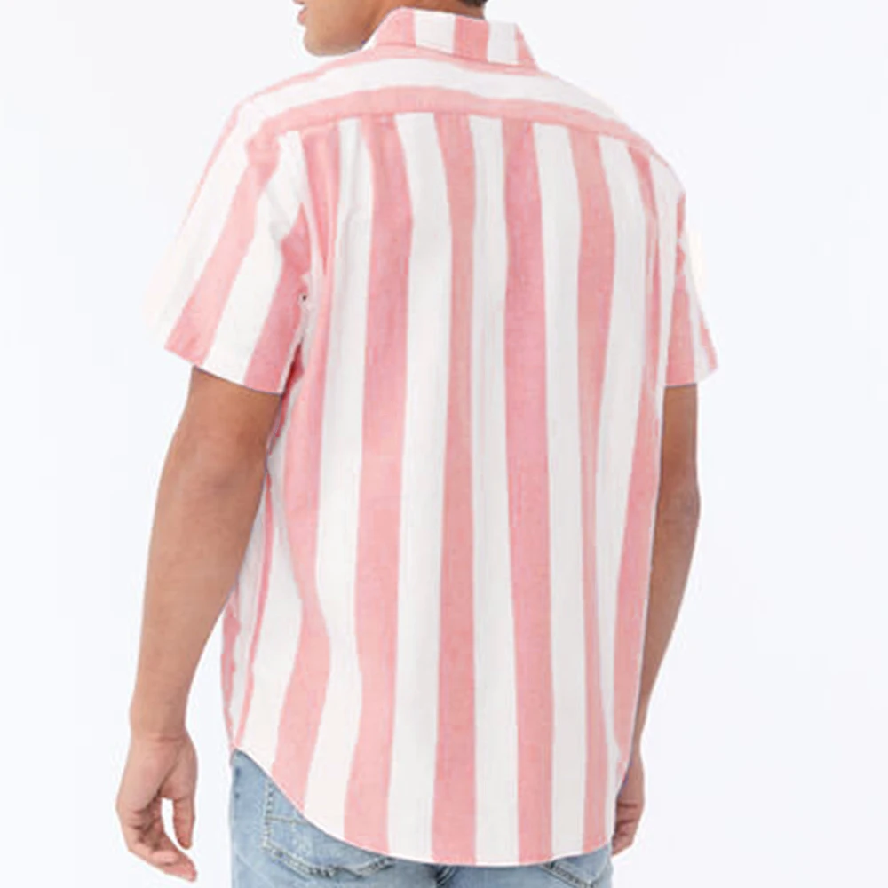 Summer Linen Tencel Shirts Tailor Made Shirt Custom Made Dress Shirts Light Blue Super Wide Stripe Tailored Shirts Short Sleeve