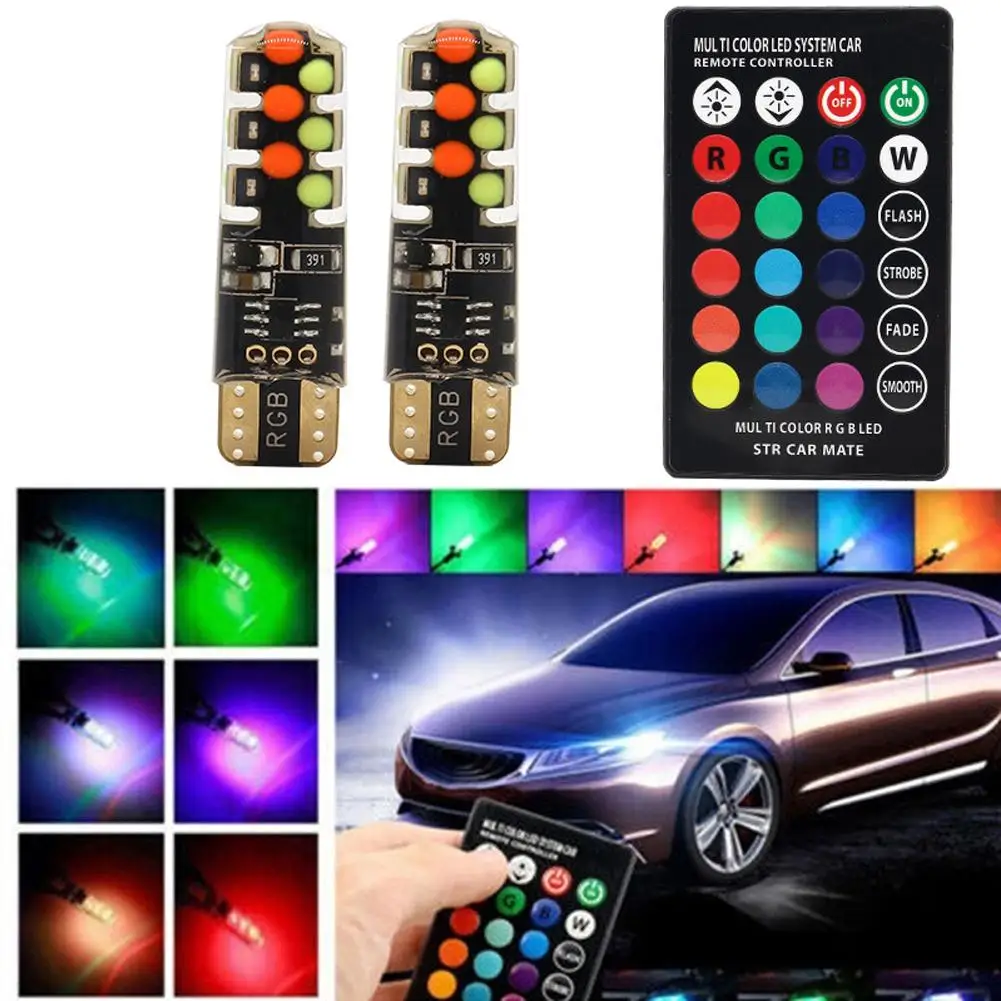 

RGB LED T10 W5W Led 194 168 W5W 5050 SMD Car With Remote Light Reading Wedge Clearance Controller Lights Flash/Strobe B5N6