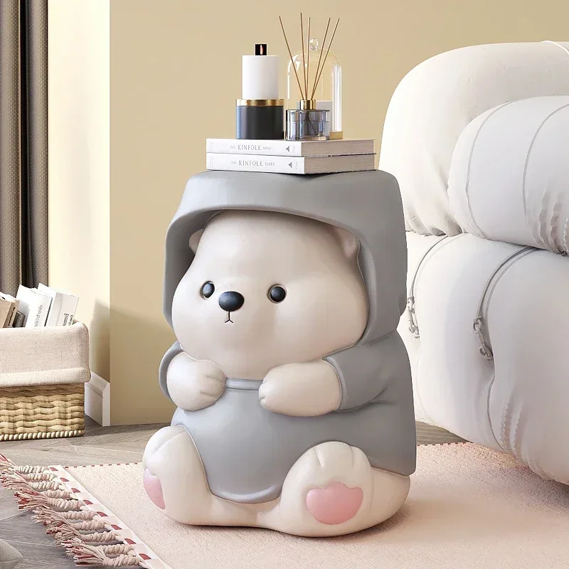 

Nordic Cartoon Polar Bear Statue Keys Storage Tray Snack Sundry Holder Bear Sculpture Porch Chair Shoe Changing Stool Home Decor