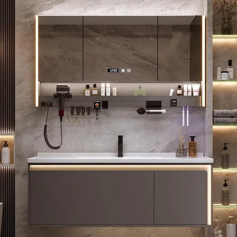 Modern Simple Bathroom Cabinets Vanity with Sink Smart Mirror Cabinets Fog Removal Wall-mounted Home Furniture Arredo Bagno FYBC