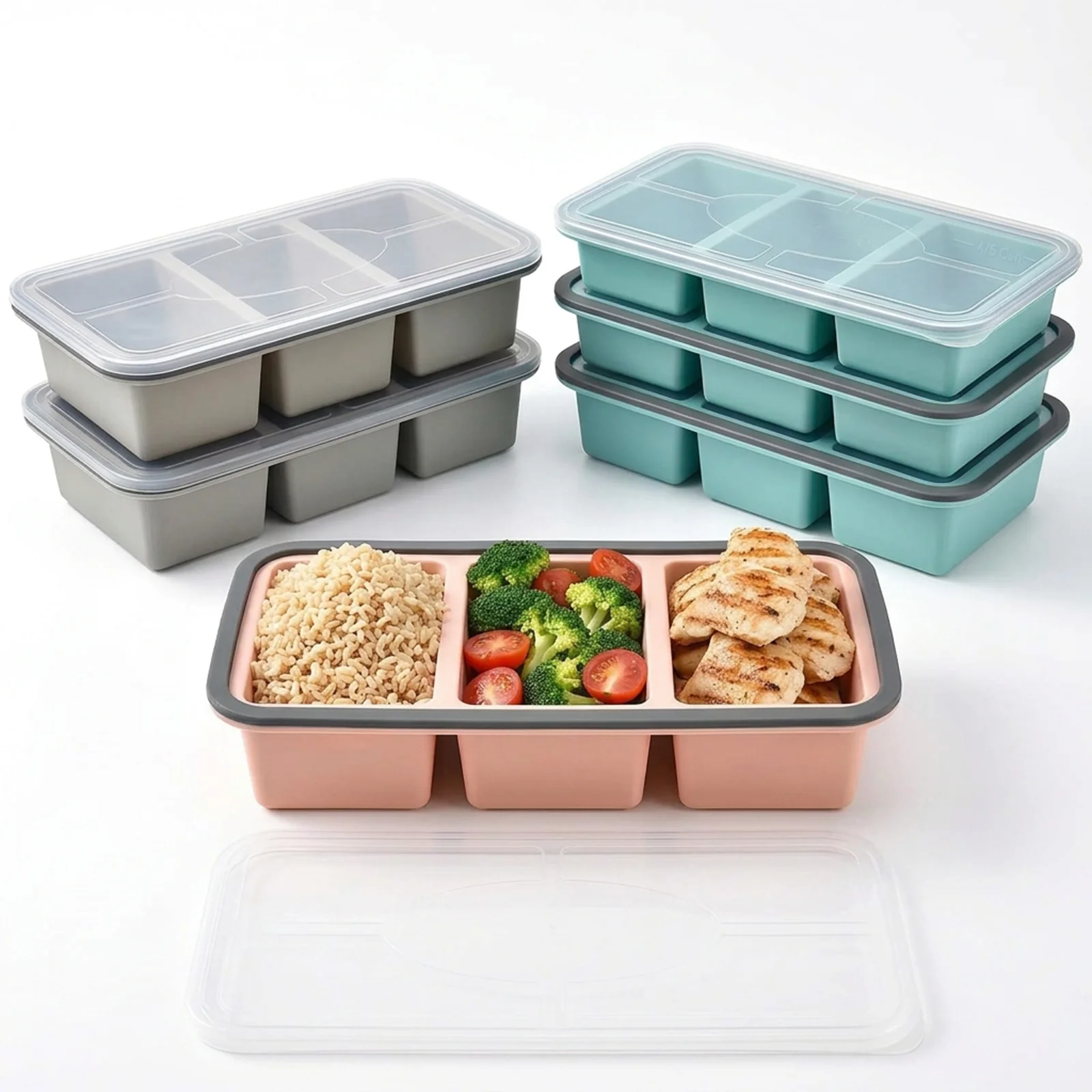 Soup Cube Tray With Lid Silicone Freezer Mold Frozen Meal Prep Cubes Food Grade BPA Free Stackable Oven Safe Dishwasher