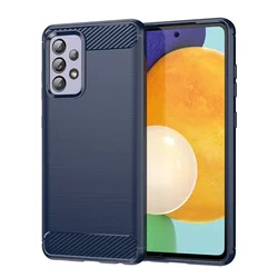 Premium Carbon Fiber Silicone Phone Case - Sleek and Durable Back Cover for SAM A42 5G (Navy Blue)
