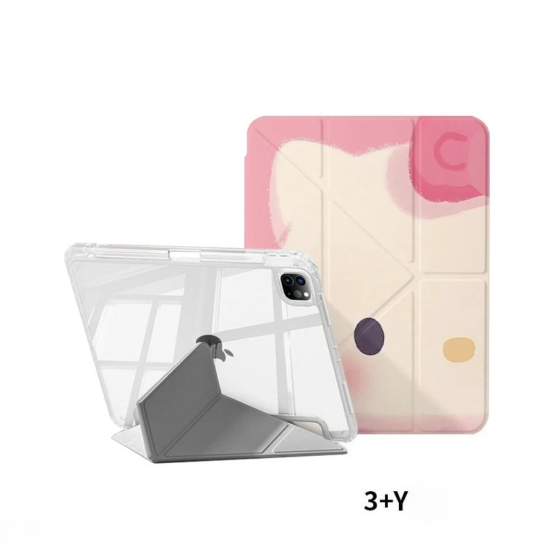 Multicolored Cat Polaroids 3+Y-Fold Tablet Case