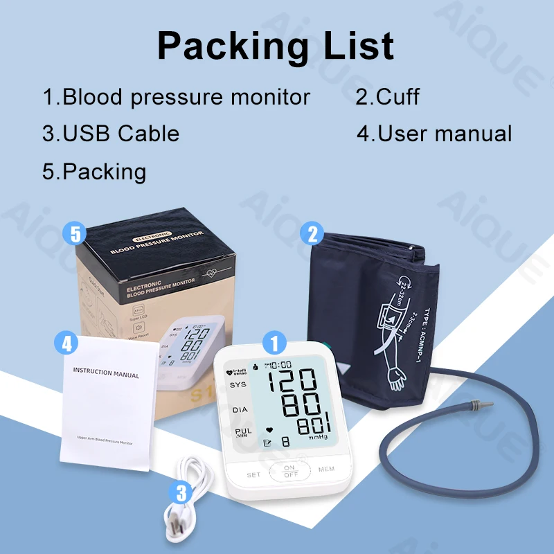 Rechargeable Blood Pressure Monitor Digital Backlit Sphygmomanometer Bp Tonometer Arm Cuff Talking BPM High Accurate blood pressure monitor blood pressure meter