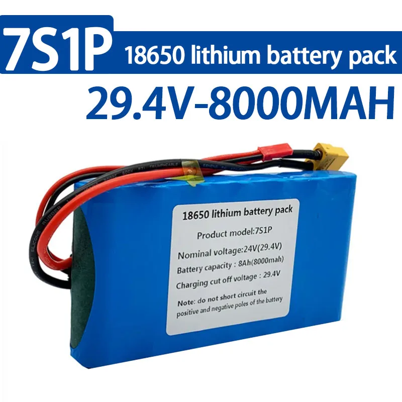 

New 7s1p 24V 8000mah 18650 Lithium Ion Battery Pack for Scooter Toy Bicycle with Built-in BMS Sales Free Shipping