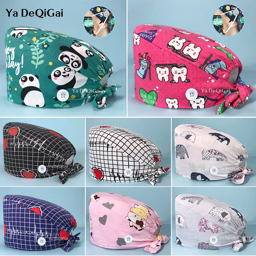 

Beauty salon print work hats Unisex Elastic Cotton Pet grooming caps Health services Cap unisex scrubs work hat accessories new