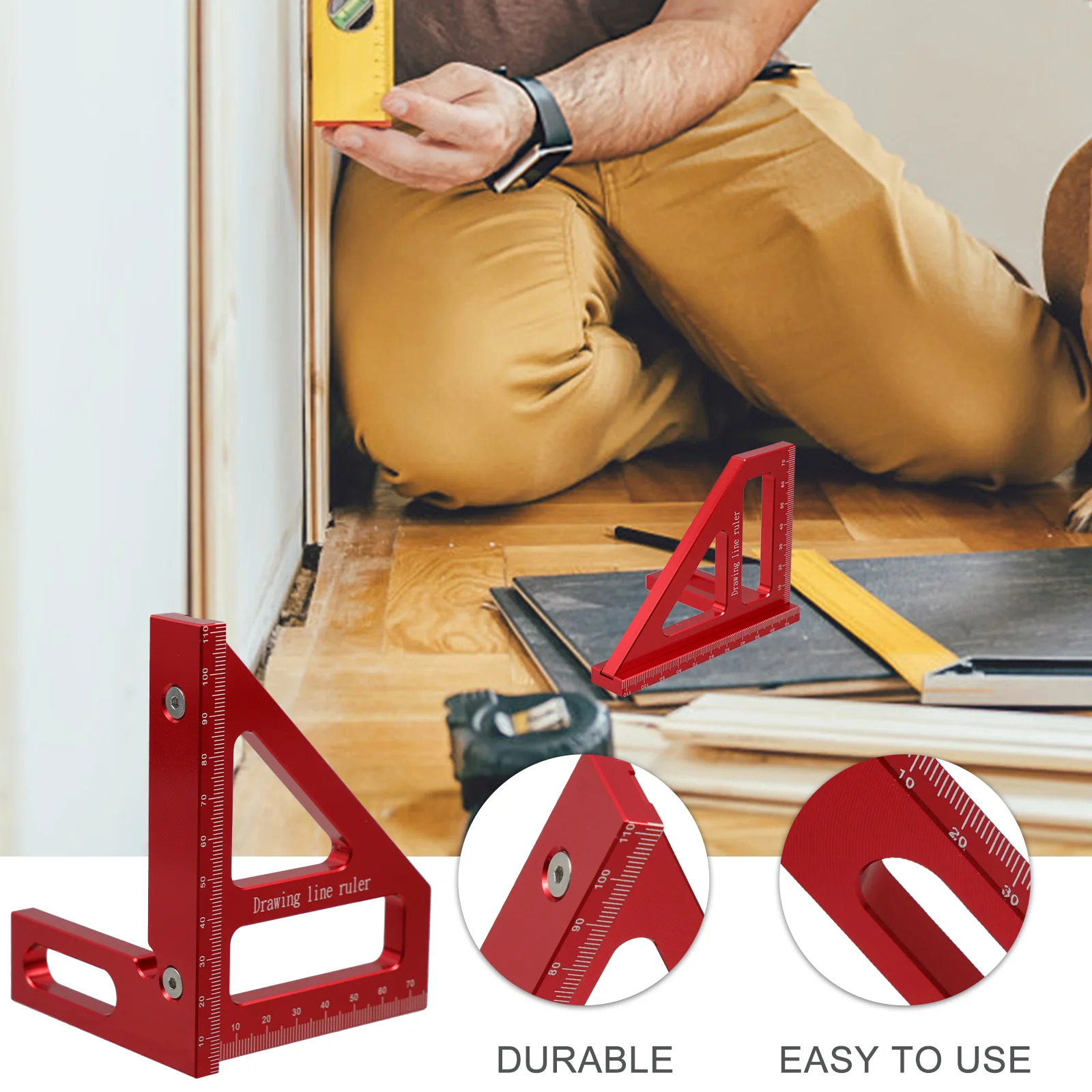 

Carpentry Ruler Woodworking Measuring Tools 45 90 Degree Scriber Aluminum Alloy Carpenter 2 1 Miter