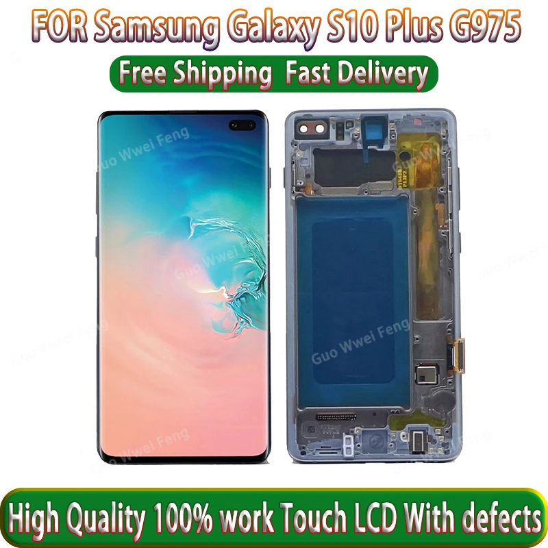 Pantalla táctil LCD AMOLED para Samsung Galaxy S10 Plus, montaje con defecto, G975, G975U, G975F, G975A, G975V, S10 +