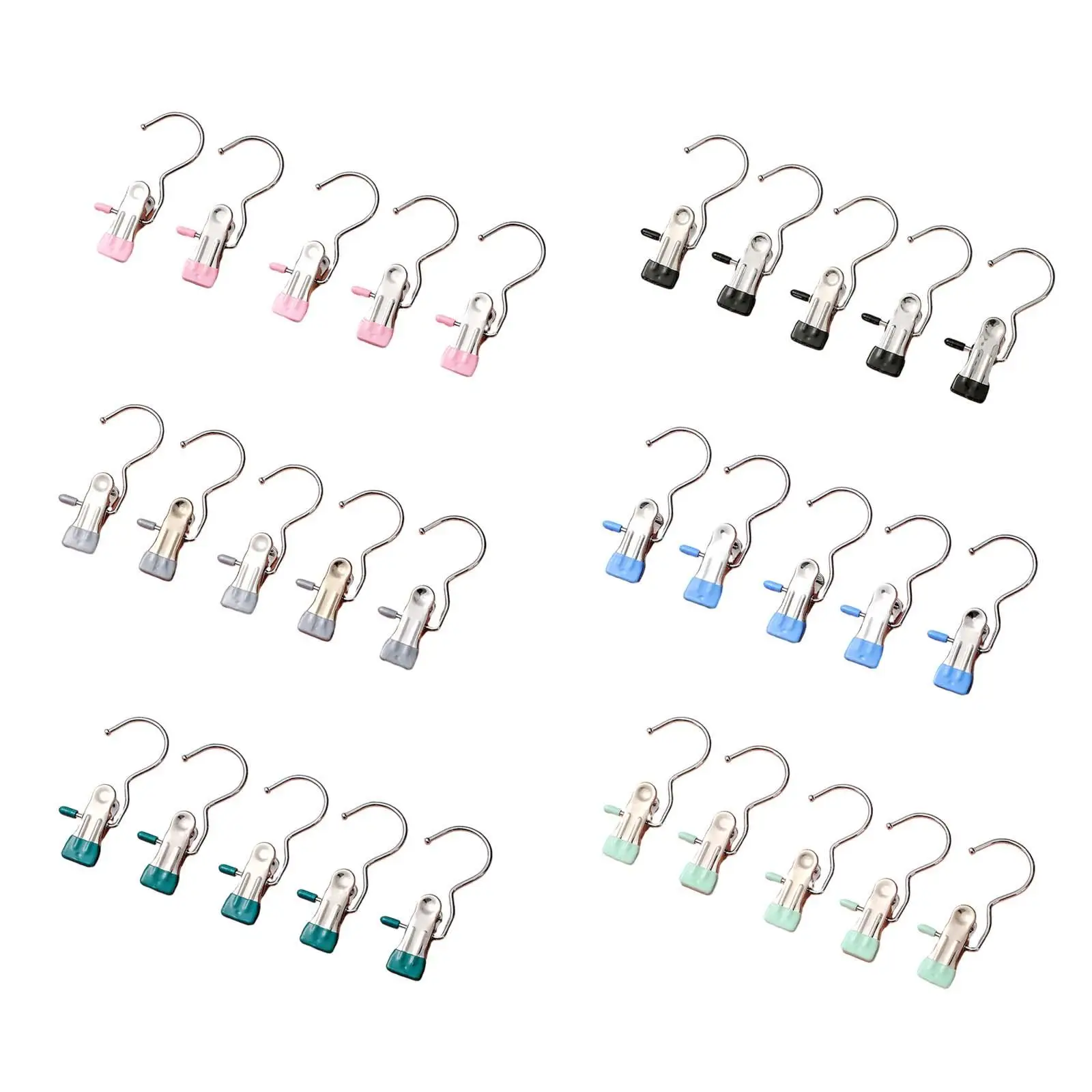 

5x Closet Hanger Organizer Clamps Boot Hangers Clips Traceless Laundry Clothes Pegs with Hook for Pants Socks Hats Silk Scarf