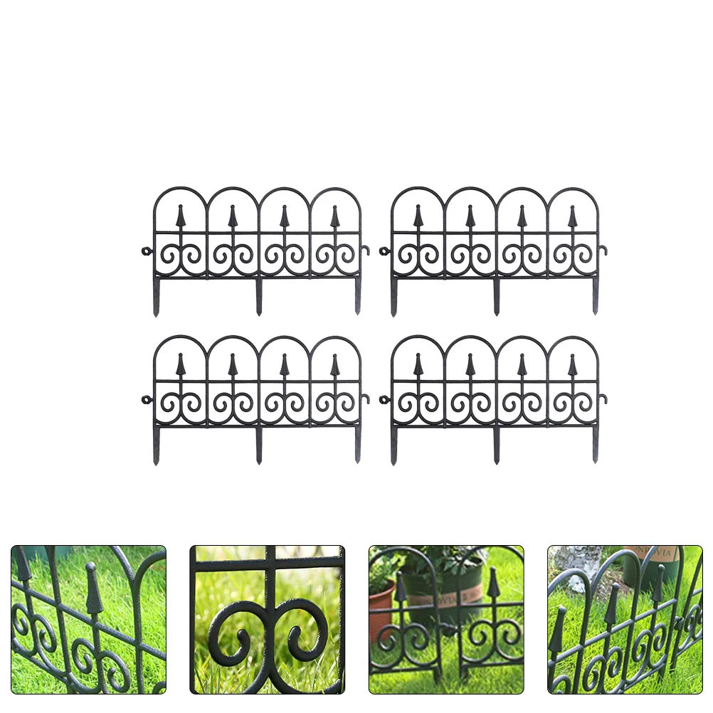 

4 Pcs Outdoor Flower Bed Fence Decorative Garden Iron Fencing Board Lawn Fences For Outdoor Garden Panel