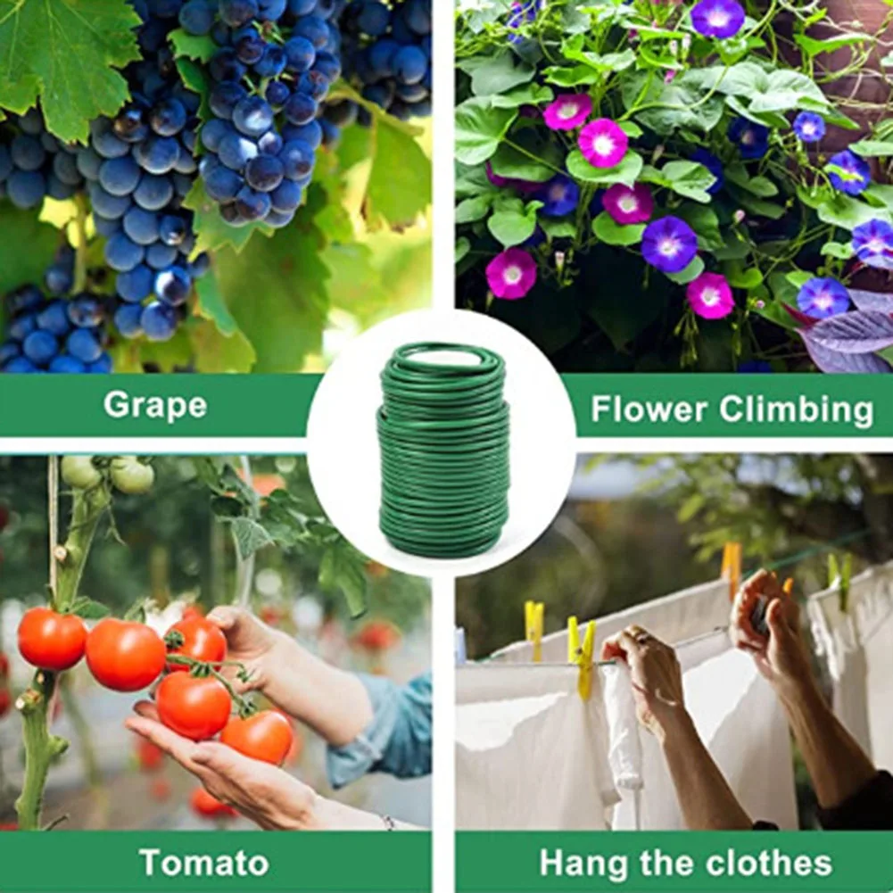Plant Twine 8m/10m Garden Support Wire Cable Tie Reusable Rubber Coated Steel Wire