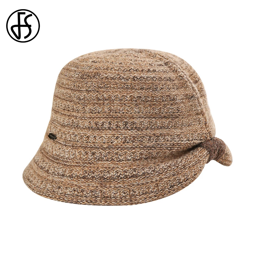 

FS 2023 Winter Wool Fisherman Hat For Women Woven Dome Felt Fedora Elegant Simple Versatile Millinery Warm Coffee Cap Foldable