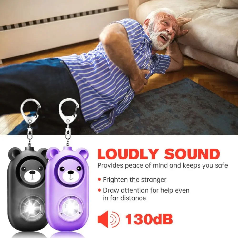 

USB Charging Self Defense Alarm Cute Anti-attack Anti-Wolf Personal Alarm 130dB Loud Security Protect Alert Child