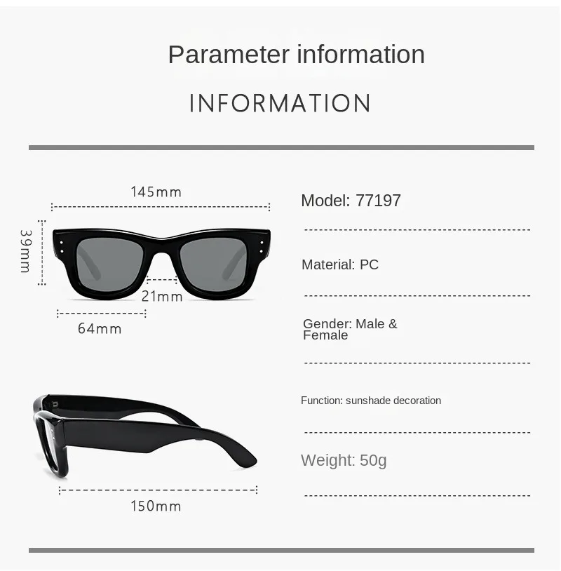 Retro Herren-Sonnenbrille im quadratischen Design für Damen, Vintage Luxus-Designer-Sonnenbrille mit Nieten, modische Pfeil-Sonnenbrille, UV400-Schutz. – Detail 4