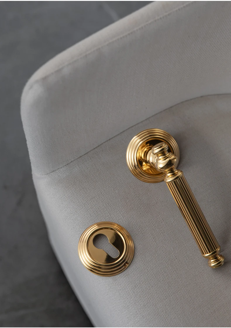 Set Di Serrature Per Porte In Ottone Dorato Brillante Francese Set Di Leve Per Porte In Legno Doppie Per Bagno Antifurto Per Camera Da Letto Interna M