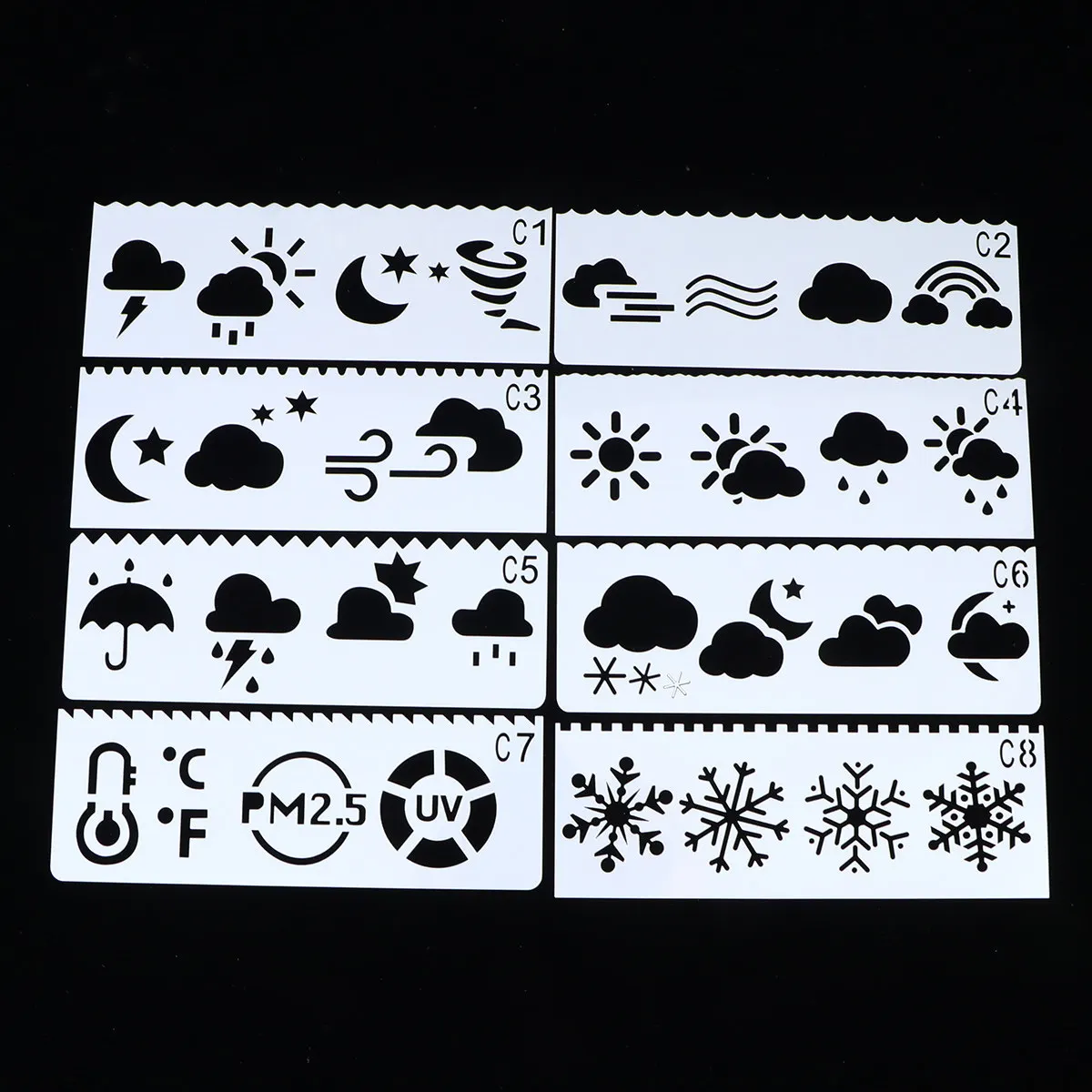 32Pcs 디지털 알파벳 날씨 그림 스텐실 플라스틱 중공 드로잉 템플릿 DIY 유치원 미술 교육 그림 스텐실
