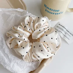 Silk Polka Dot Scrunchie - Retro Gentle Hair Accessory (White)
