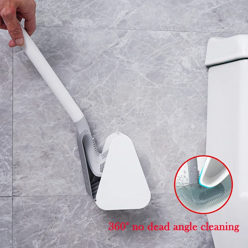 

Toilet Brush Household Non-dead Long Handle Toilet Artifact Wall-mounted Base Gap Golf Silicone Toilet Brush