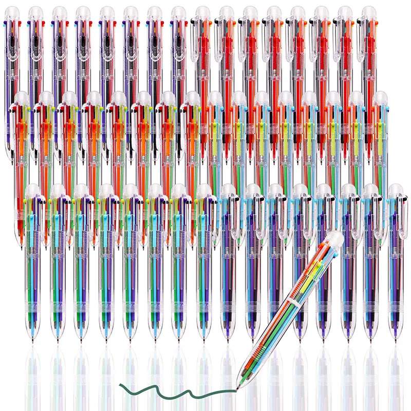 

50Pcs Multicolor Ballpoint Pen Multifunction 6 In1 Colorful Stationery Creative School Supplies