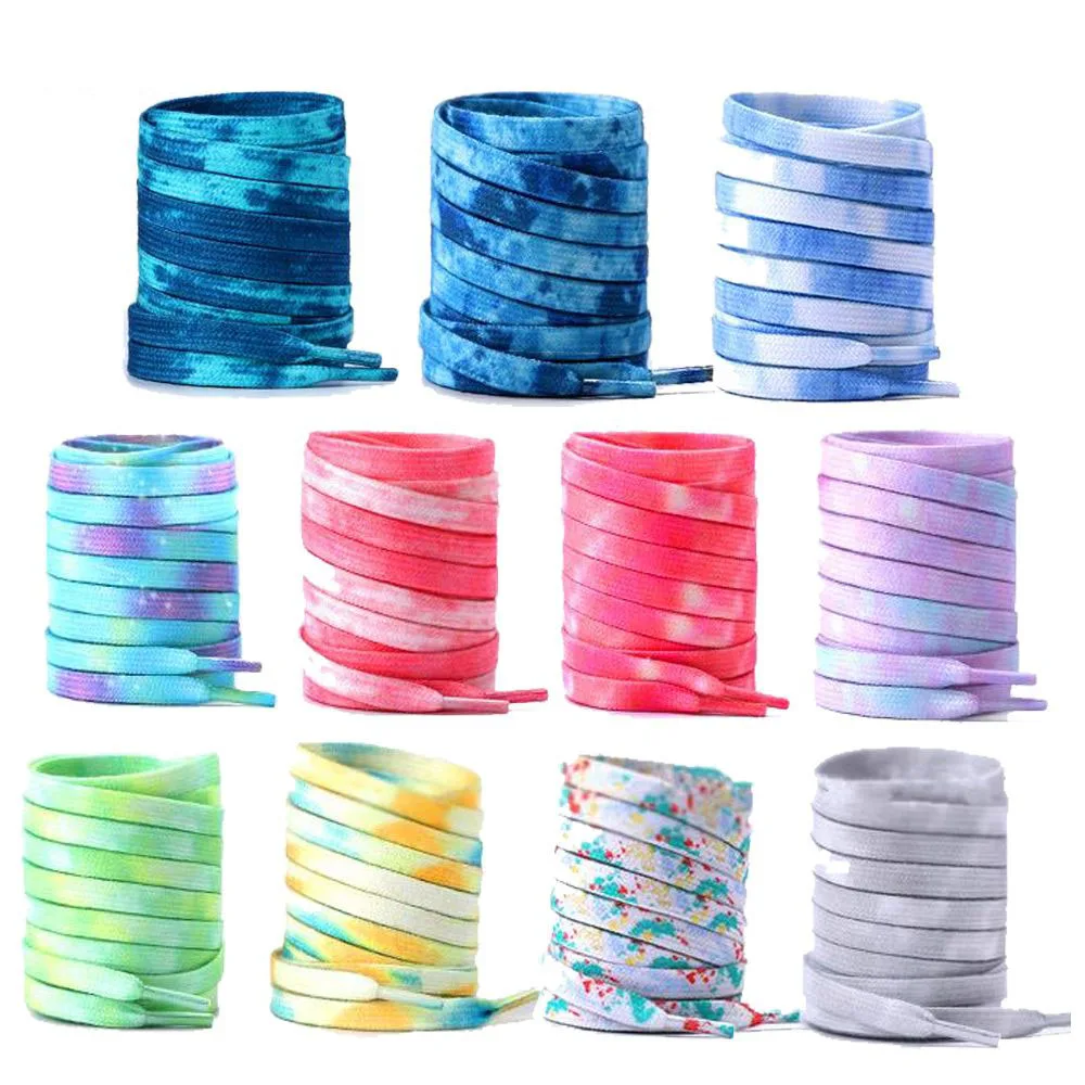 Tie Dye Shoelaces Gradient Colors Shoe Laces for Sports Shoes Boots Sneakers Skates Casual Shoes Flat Shoelace 120/140/160CM