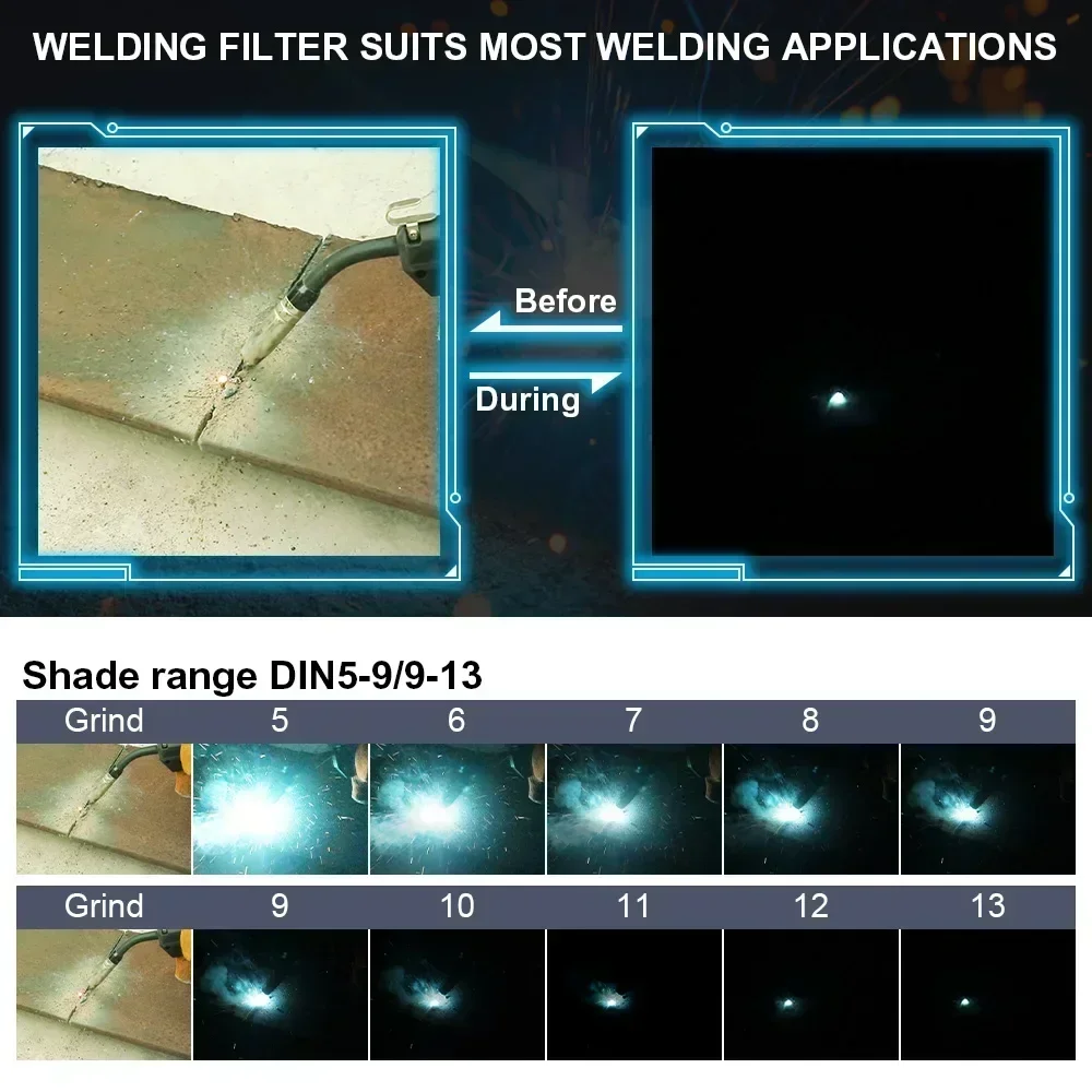 Welding Helmet Large View Welder Mask True Color Lens For Arc Weld Grind Cut Welding Mask Solar Power Auto Darkening welding mask