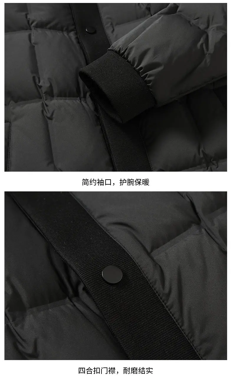 Lässige Herren-Daunenjacke mit Einzelknopfverschluss aus Weißer Entendaune für Herbst und Winter - Leichte, Warme Oberbekleidung, Gesteppte Parka-Jacke – Detail 12