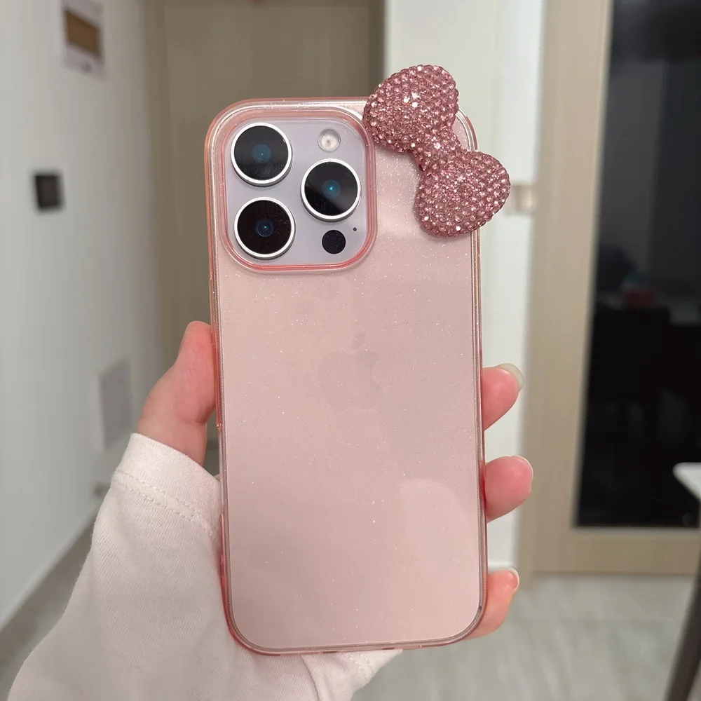Reownest Trasparente Cover per iPhone 17 Pro Max Custodia con Motivo Estetico con Fiocchi e Perle per Donne Ragazze Adolescenti Custodia per Telefono