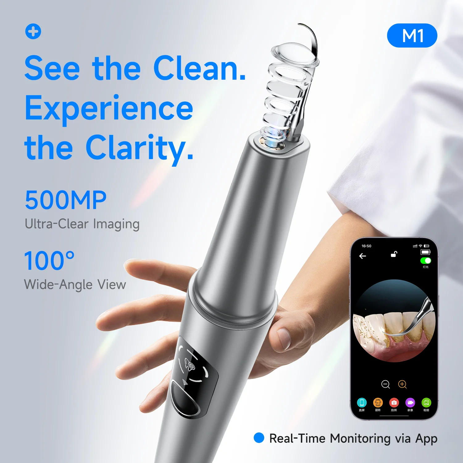 Visible Electric Ultrasonic Tooth Cleaner with Camera Tartar Remover Tooth Stain Cleaning Tools Teeth Whitening Care