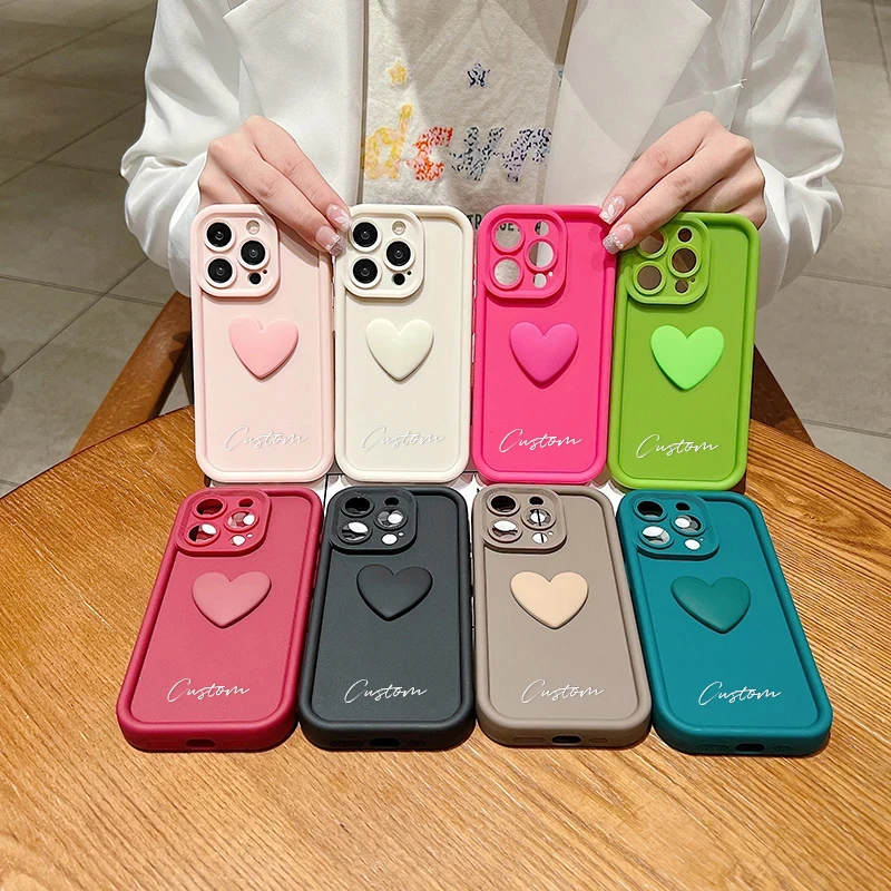 Personalized Custom Name Cute Love Heart Luxury Silicone Candy DIY Phone Case