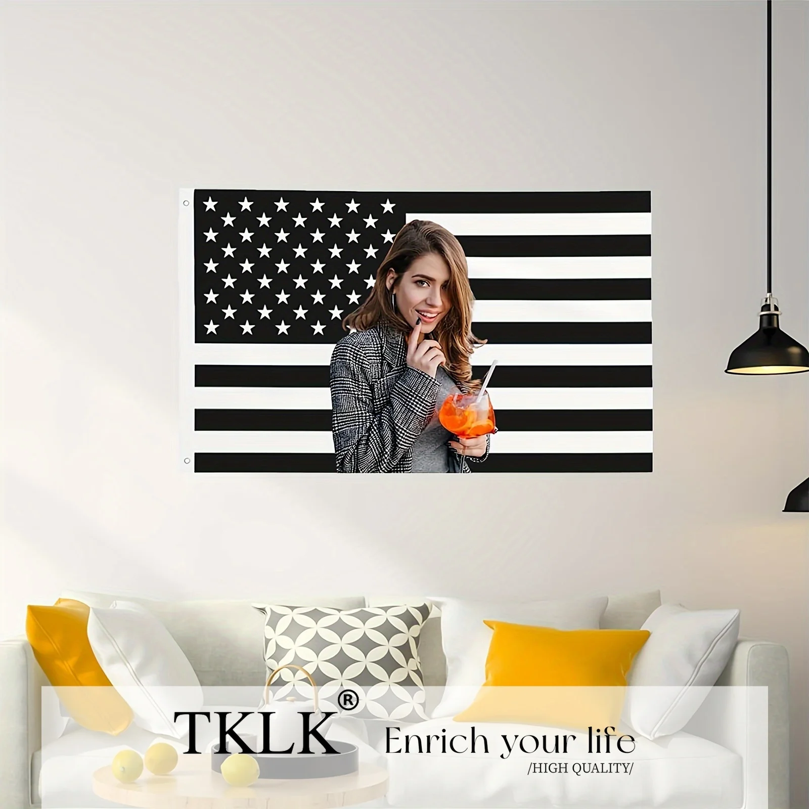 1pc Custom Classic Pink/Black American Flag, 90x150cm - Personalized Text & Logo Outdoor Yard Wall Decor, Patriotic Garden Decor 6